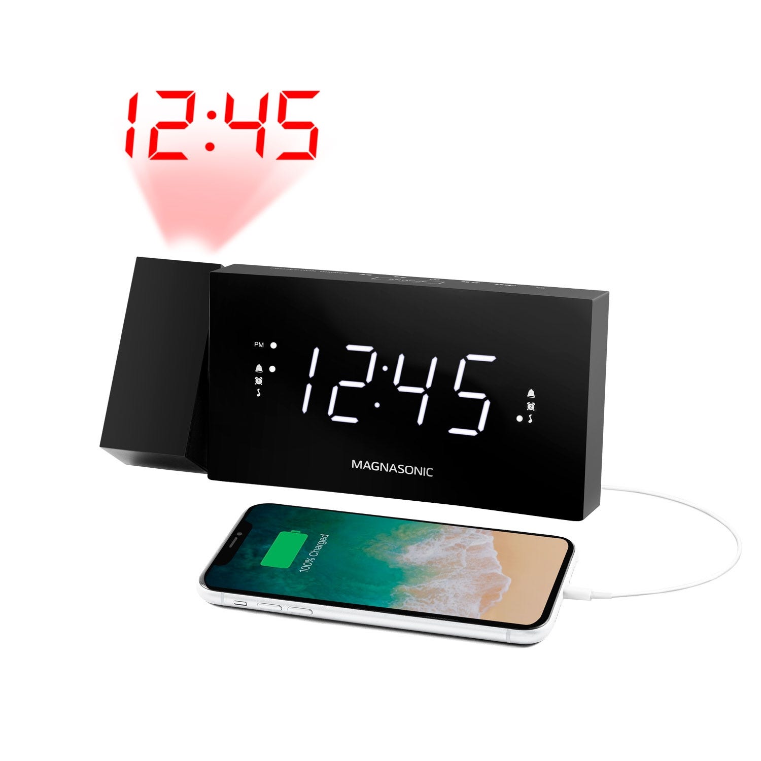 Alarm Clock Radio with USB Charging for Smartphones & Tablets