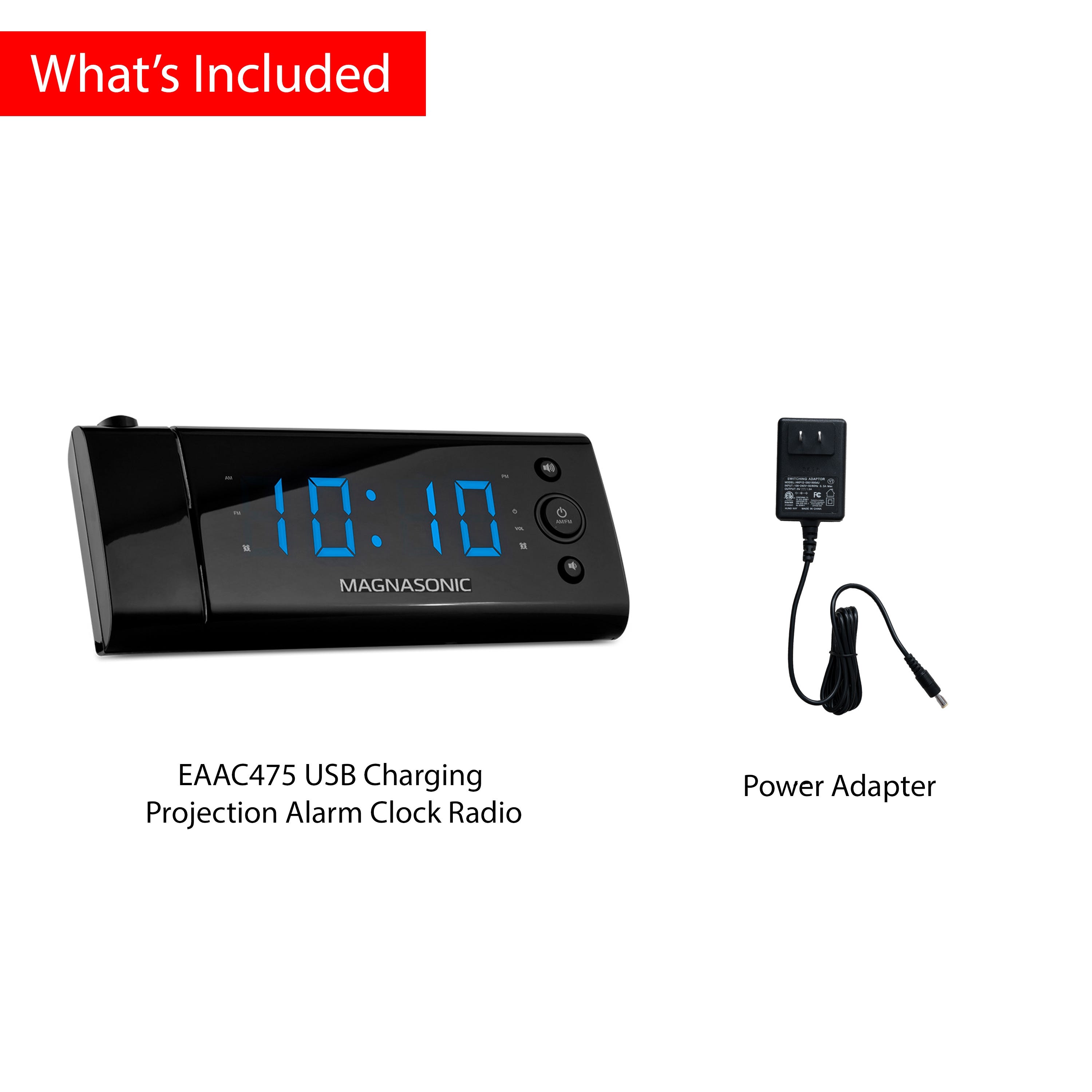 USB Charging Projection Alarm Clock Radio