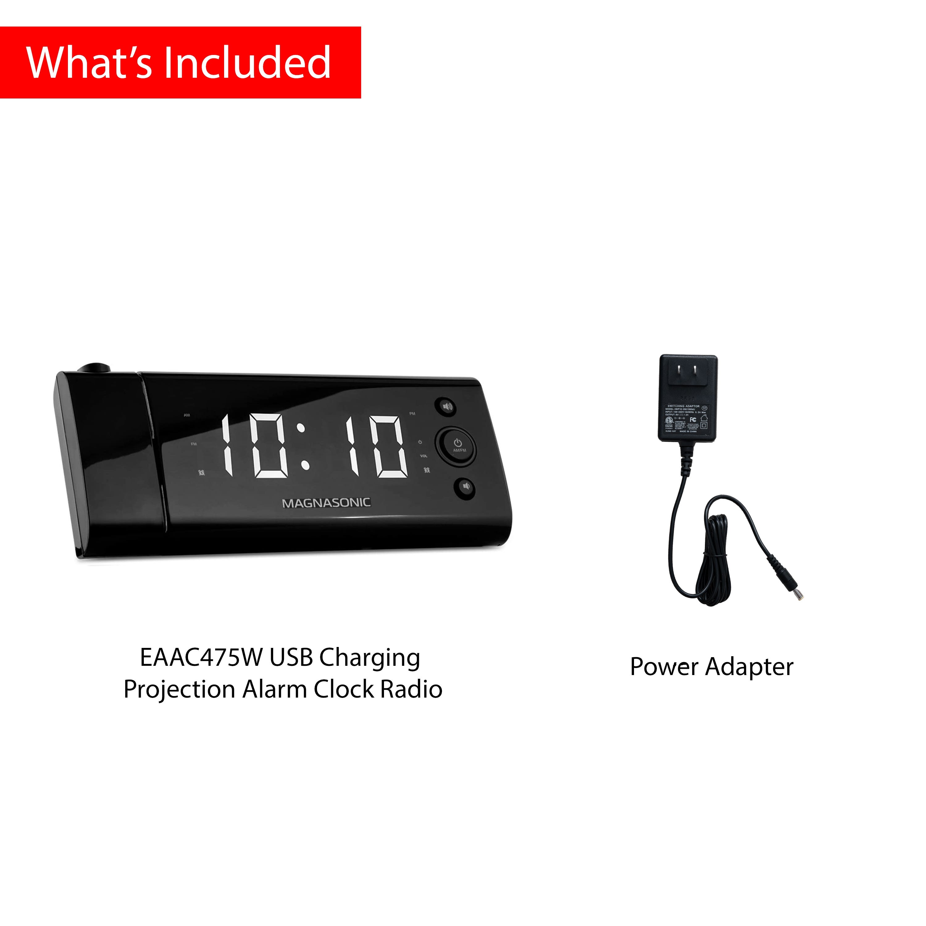 USB Charging Projection Alarm Clock Radio